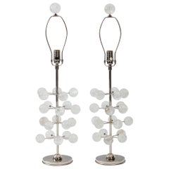 Rock Crystal Orb Tree Lamps with Nickel Bases