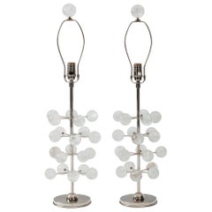 Rock Crystal Orb Tree Lamps with Nickel Bases