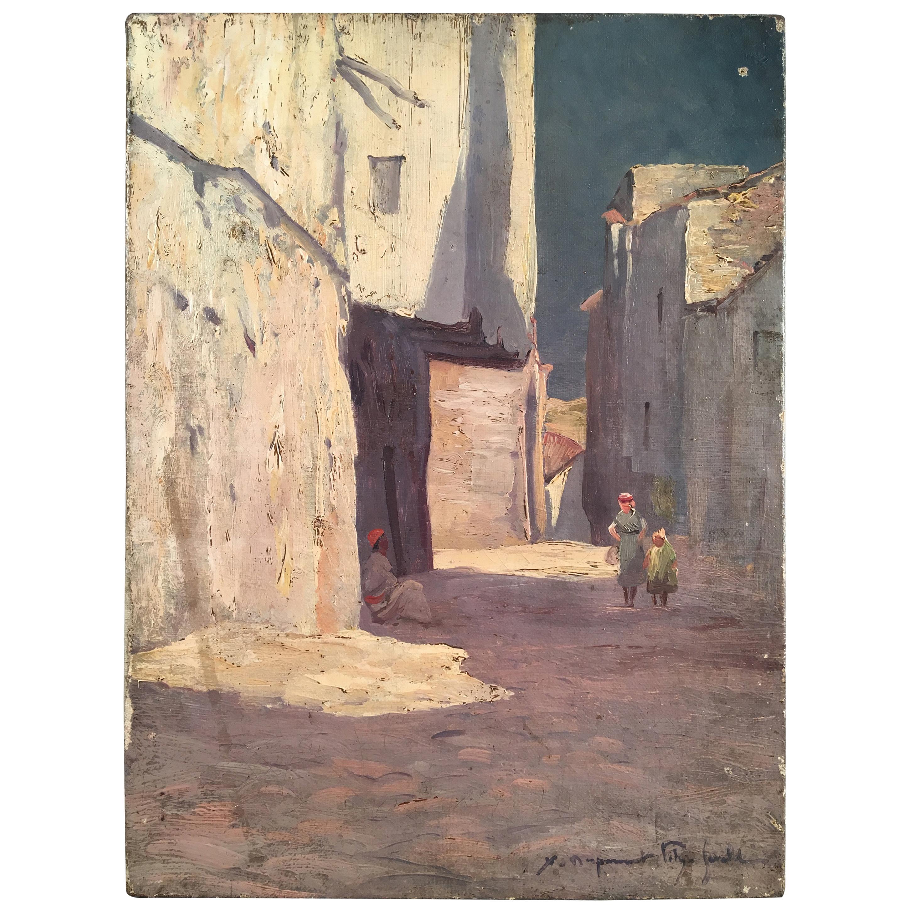 Orientalist Painting, Street Scene, Xavier Desparmet Fitzgerald