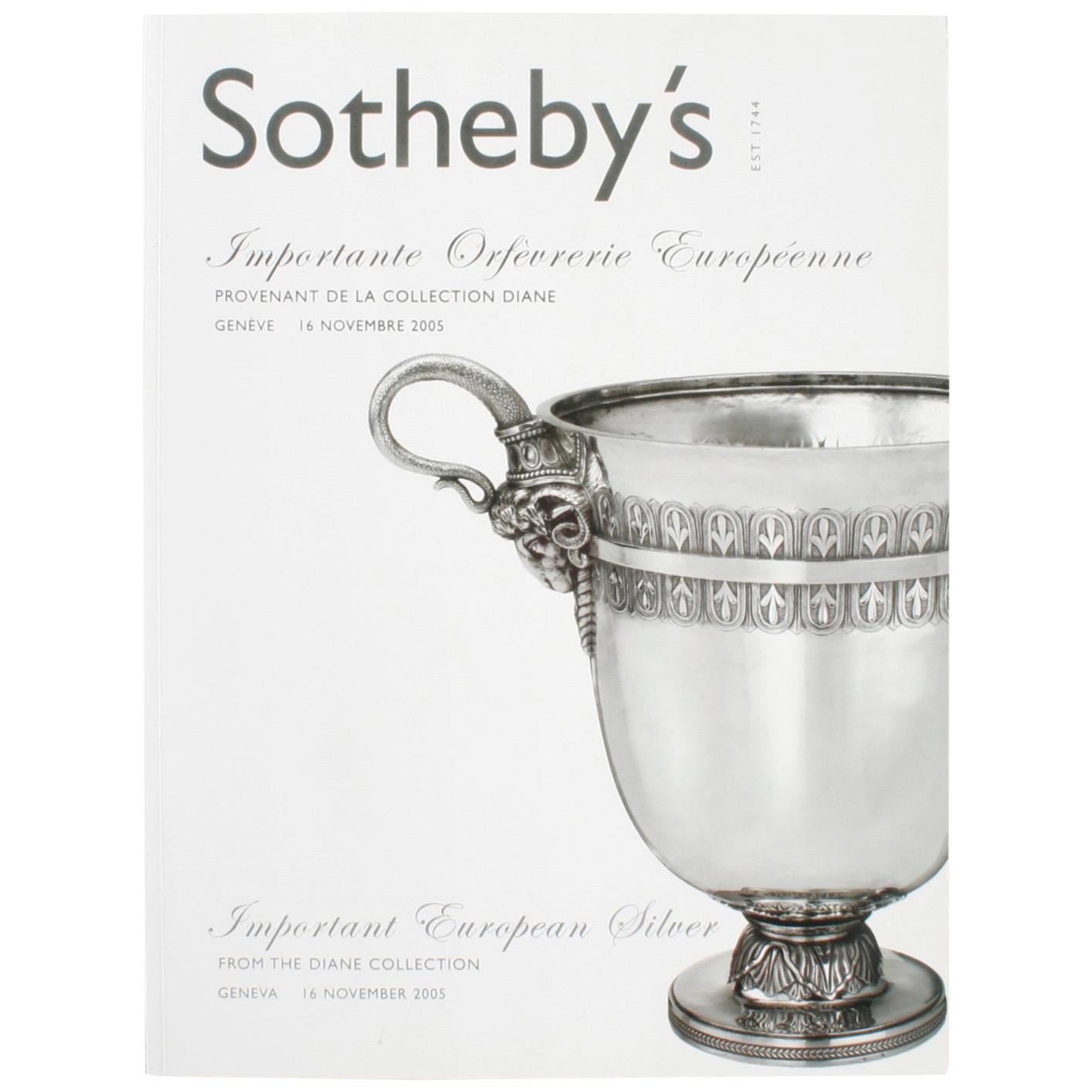 "Sotheby's Geneva, Important European Silver From the Diane Collection", Book