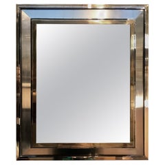 Beautiful Modernist Brass Chrome and Brushed Steal Rectangular Mirror