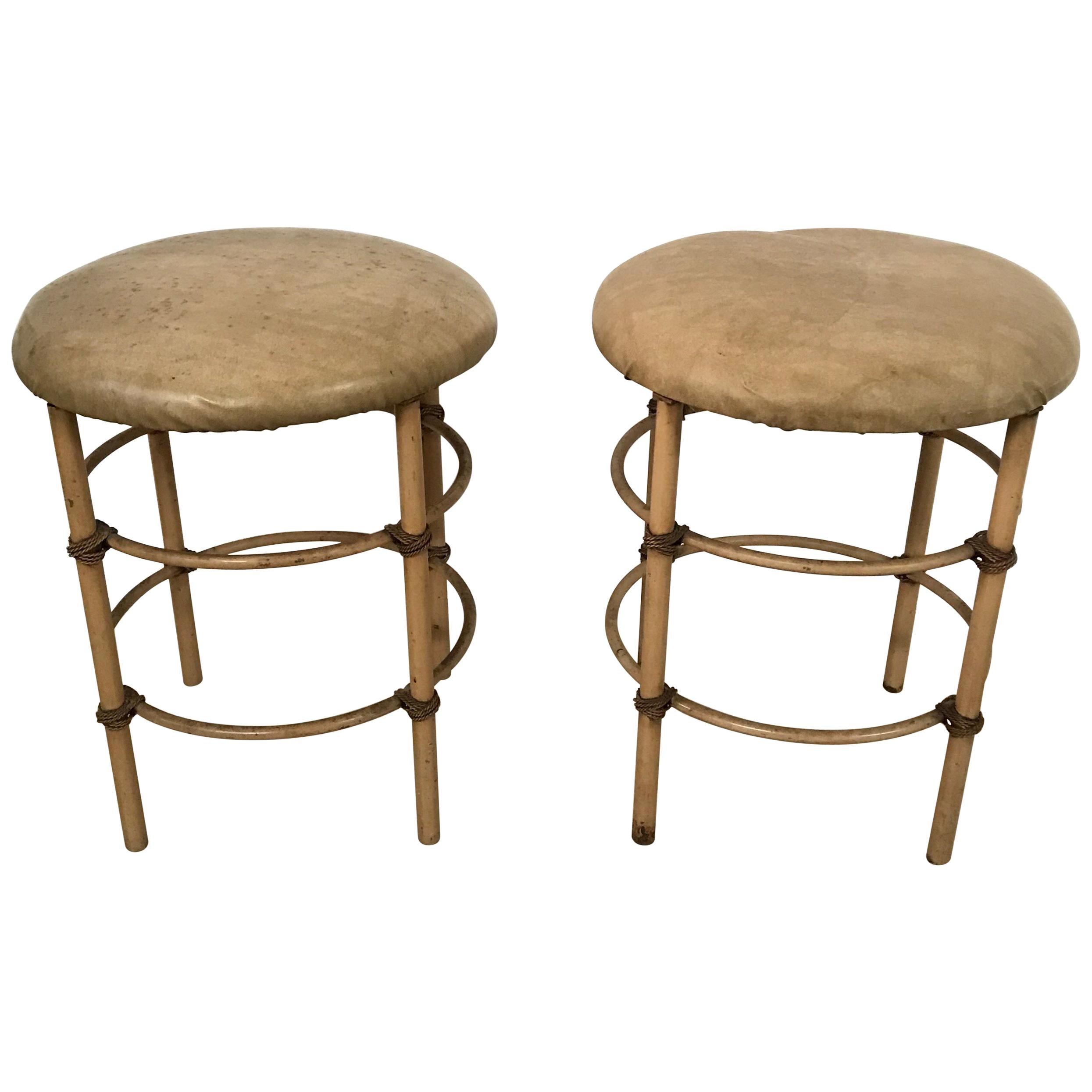 Pair of Mid Century Hollywood Regency Stools or Ottomans, USA, Circa 1960s