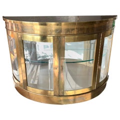 Large Mastercraft Brass Demilune Vitrine