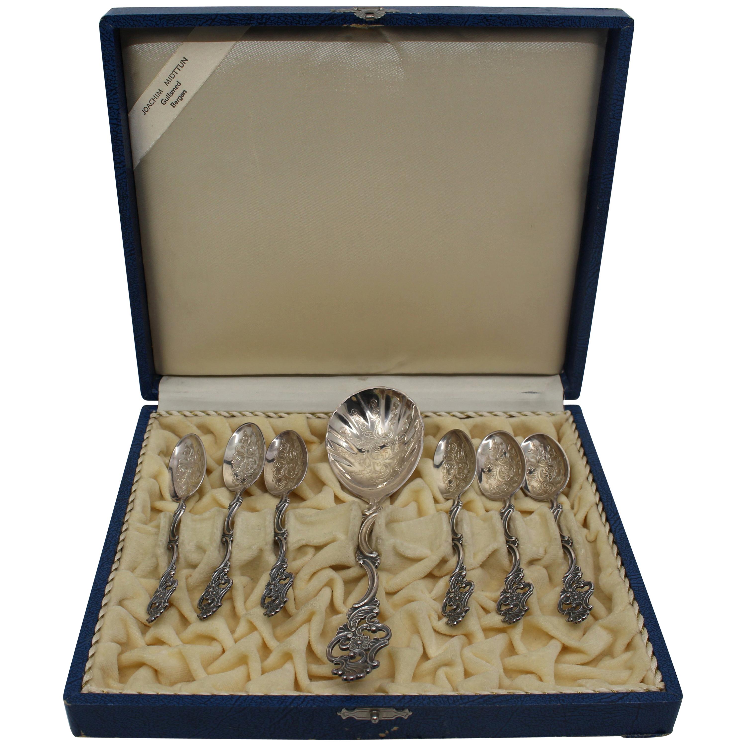 Early 20th Century Norwegian Silver Spoons by Thorvald Marthinsen Sølvvarefabrik For Sale