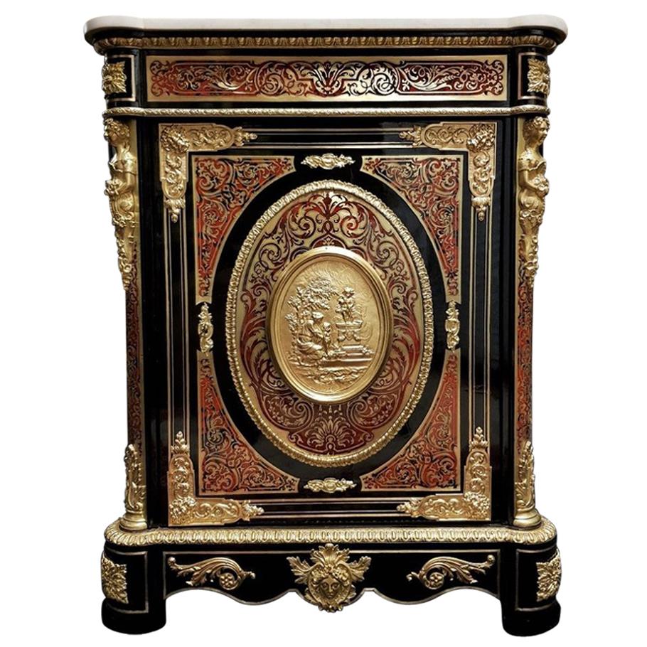 Napoleon III Cabinet in Tortoiseshell and Brass Boulle Marquetry, 19th Century