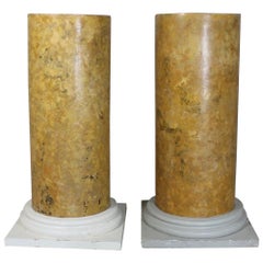 Large Pair of 19th Century Scagliola Sienna Marble Statuary Pedestals