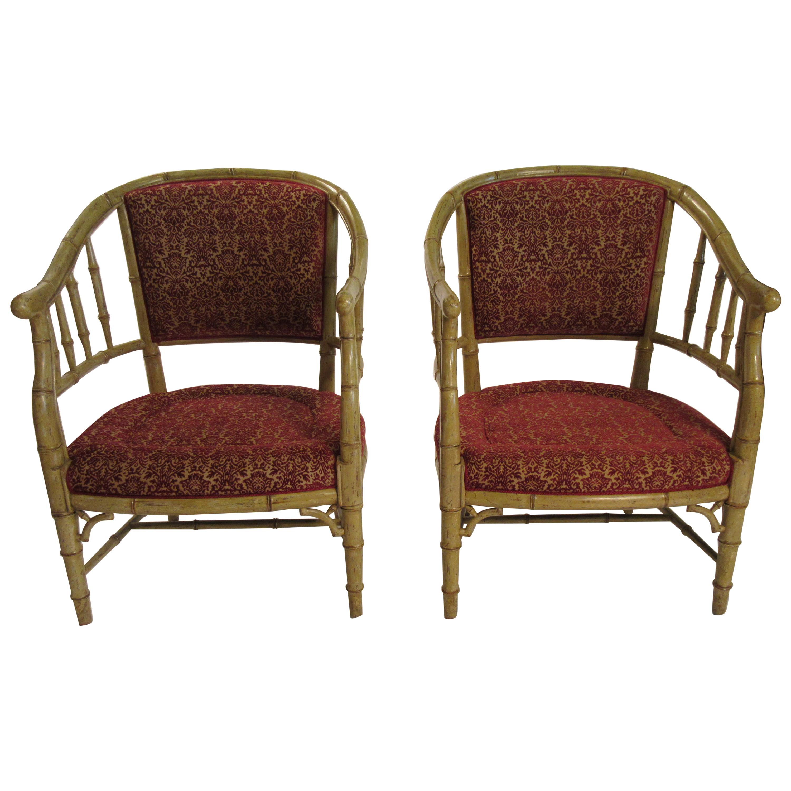 4 1960s Faux Bamboo Tub Chairs For Sale