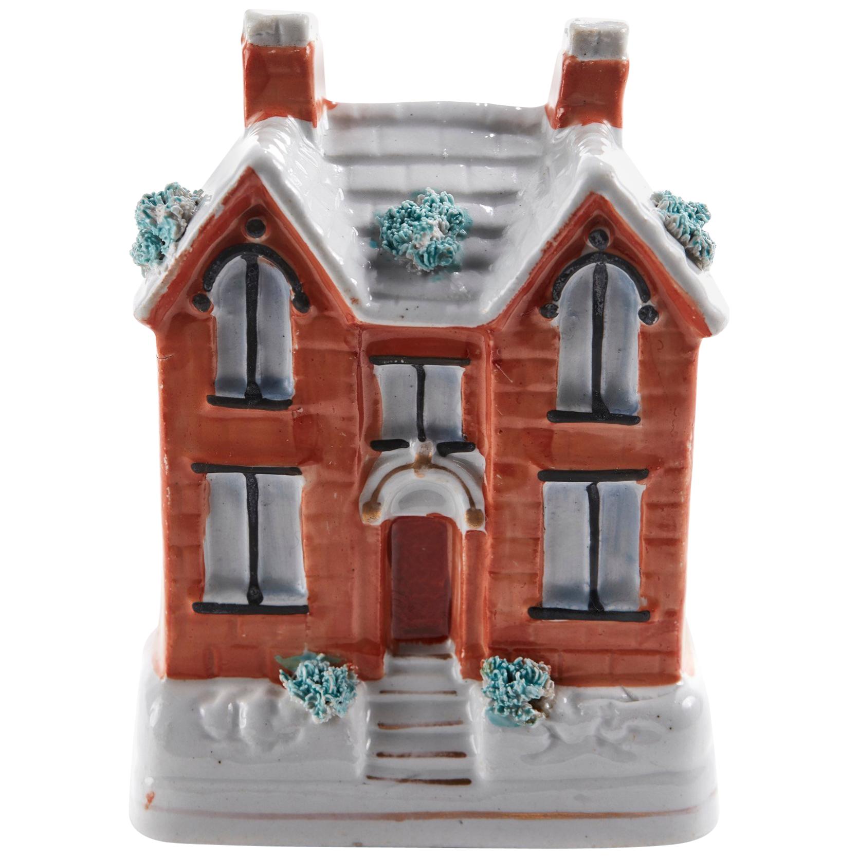Unusual Antique Staffordshire Cottage Moneybox For Sale