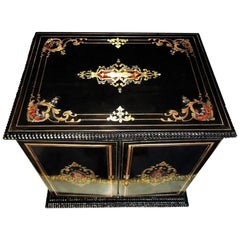Rare Liquor Cellar Cave Cabinet in Boulle Marquetry and Baccarat Crystal