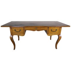 Vintage French Country Walnut Desk with Drawers circa 1930