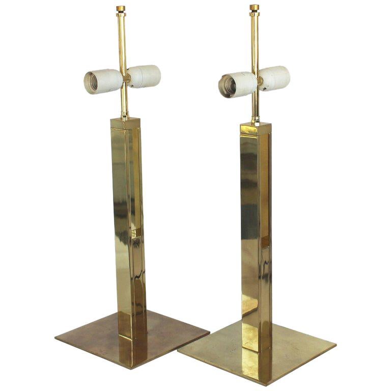 Pair of Modern Brass Table Lamps For Sale