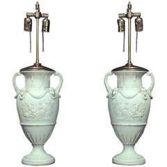 Pair of French Louis XVI Style Porcelain Urn Tables Lamps