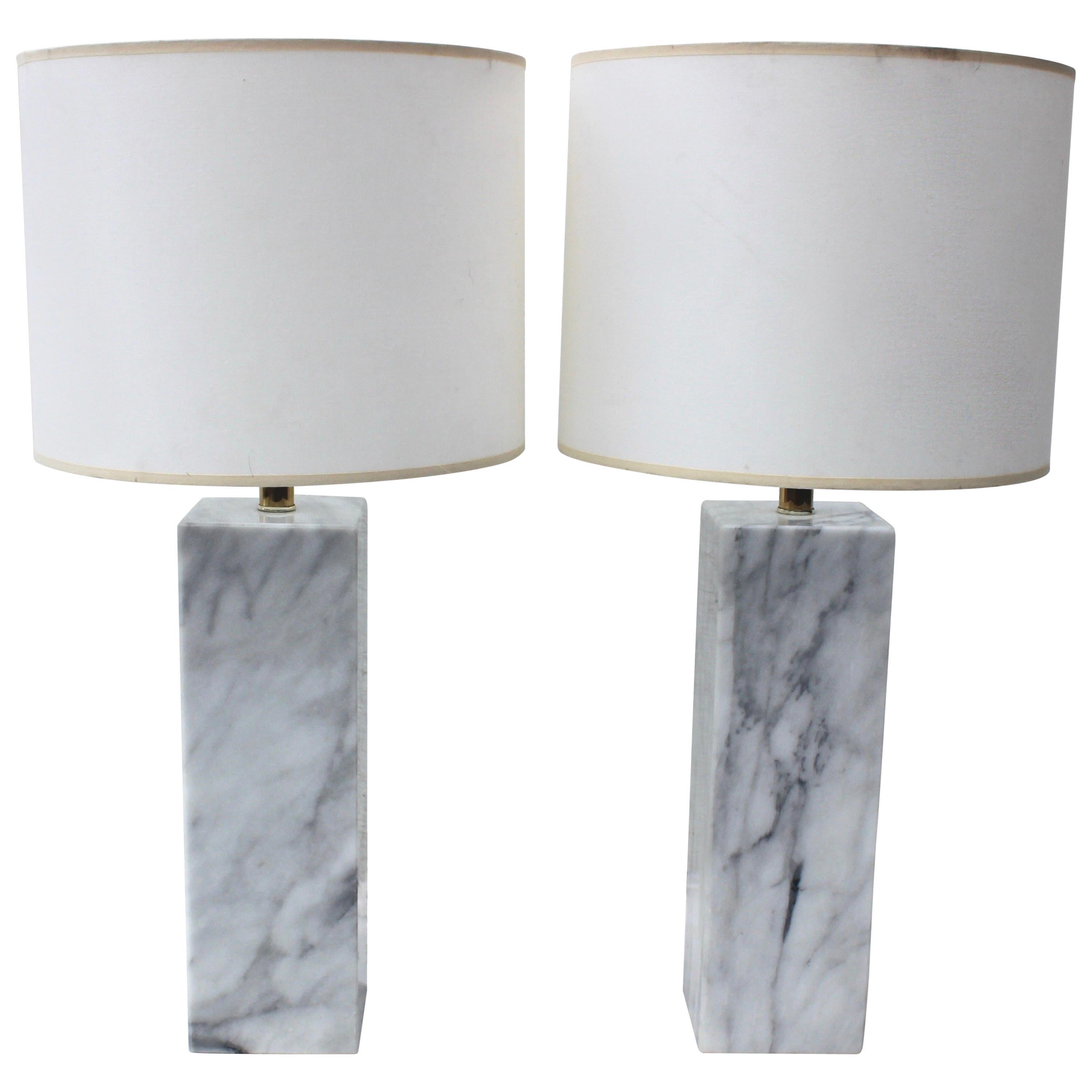 Pair of Marble Table Lamps