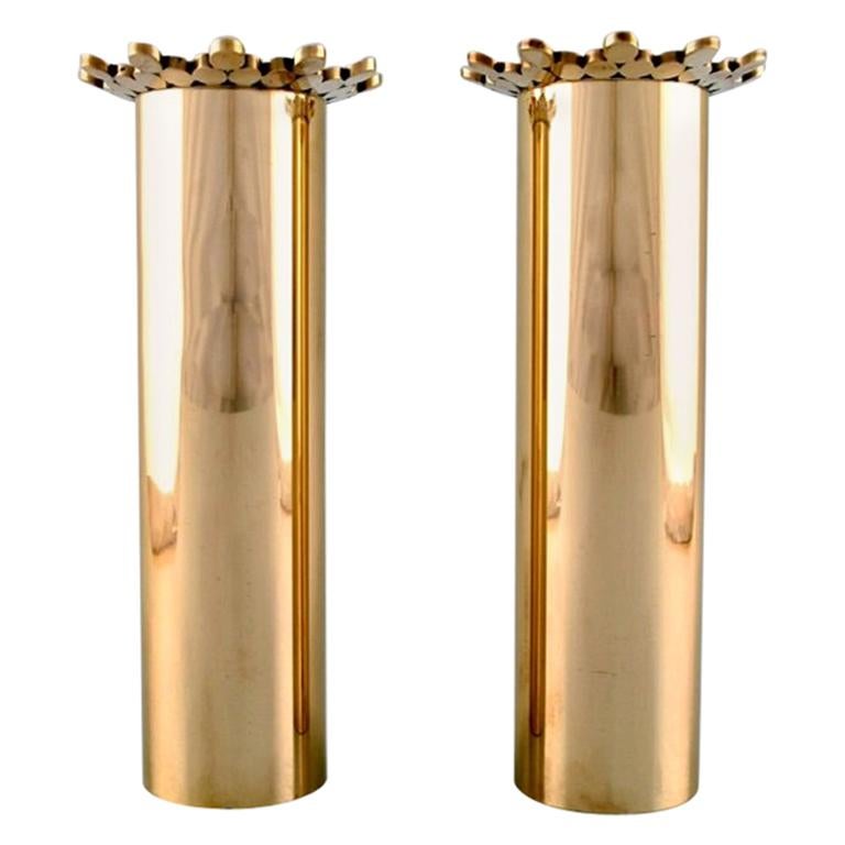 Pair of Brass Vases Designed by Pierre Forsell for Skultuna