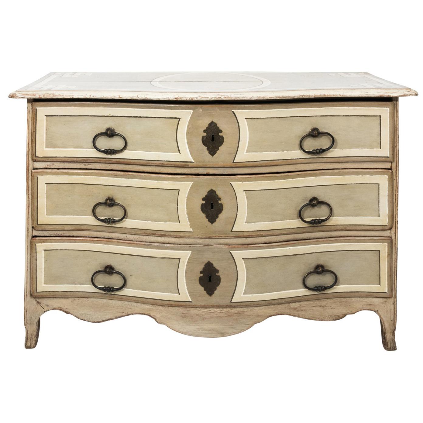 19th Century Painted Serpentine French Chest of Drawers