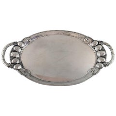 Große Georg Jensen-Servierplatte „Melon“ aus Sterlingsilber, Modell Nummer 159B