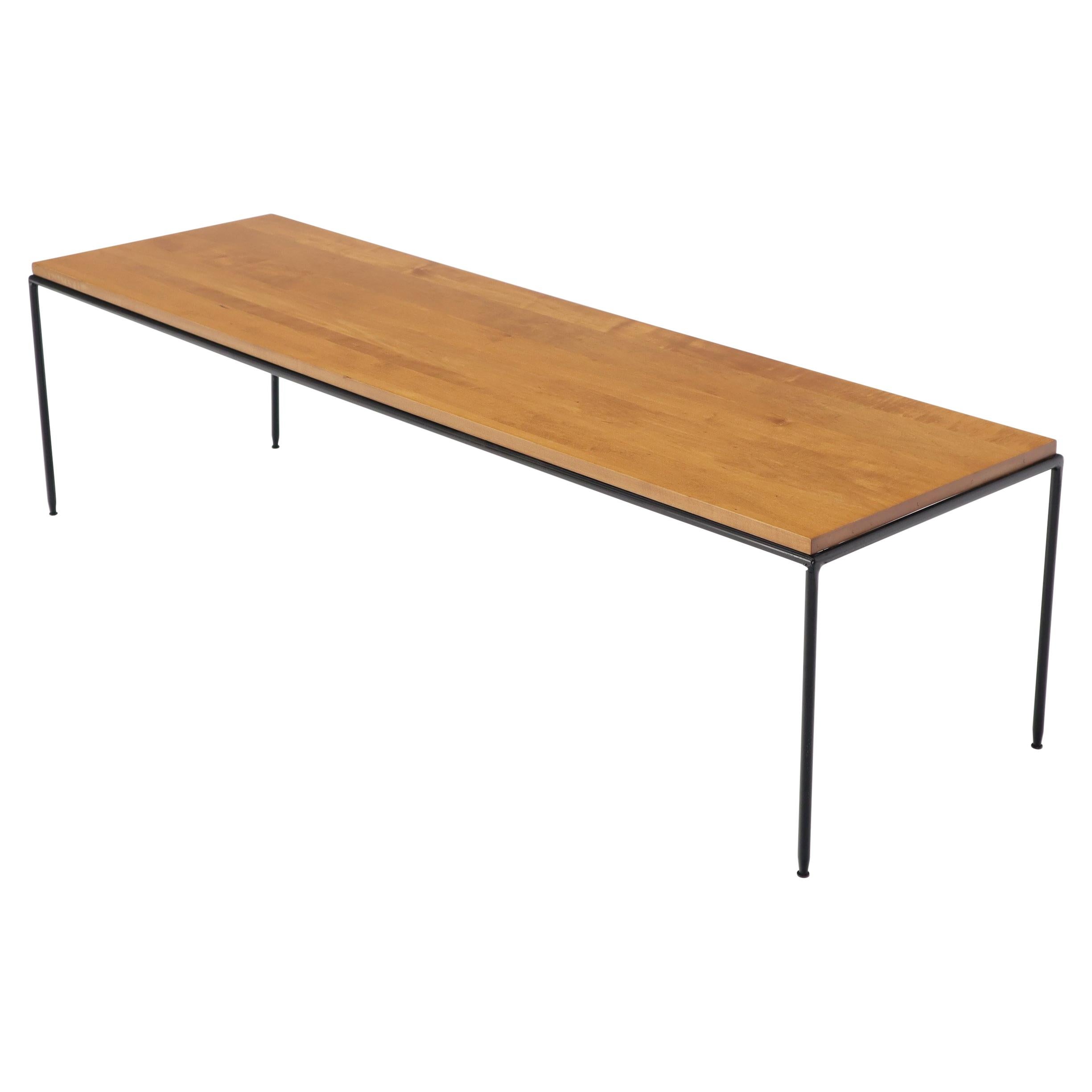Paul McCobb Planner Group Bench or Coffee Table Solid Plank Wood Top Iron Base