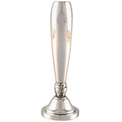 Georg Jensen Art Deco Vase in Hammered Sterling Silver, 4 Pieces