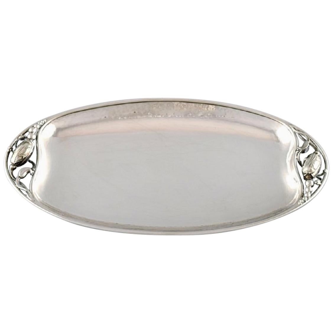 Georg Jensen "Blossom" Large Bread Tray in Sterling Silver For Sale