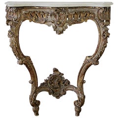 19th Century Giltwood Louis XV Style Console with Marble Top