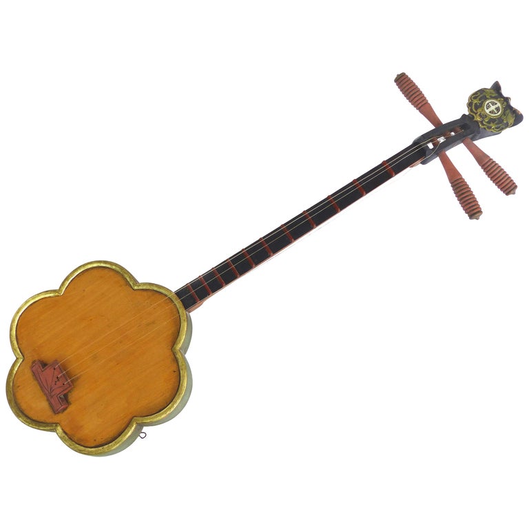 Dan Sen 3String Flower Lute Instrument for Display at 1stDibs dan sen instrument, 3 string