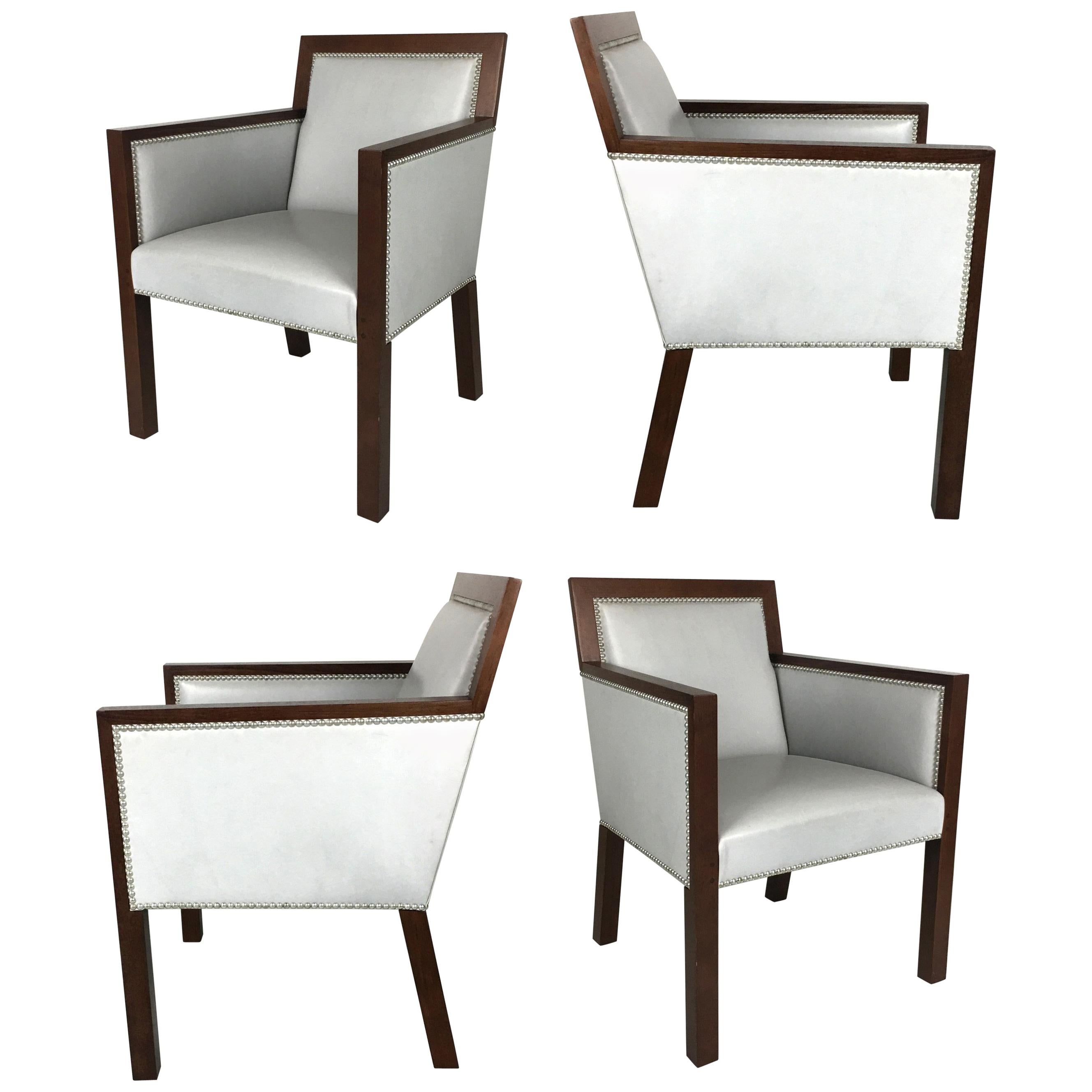 Luxurious Set of Four Leather Armchairs by John Hutton for Sutherland