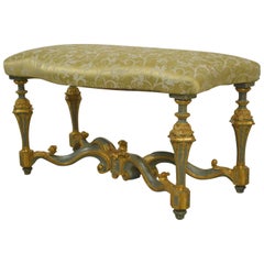 18th Century, Venetian lacquered and giltwood bench
