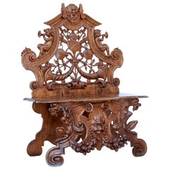 19th Century Heavily Carved Continental Walnut Decorative Chair