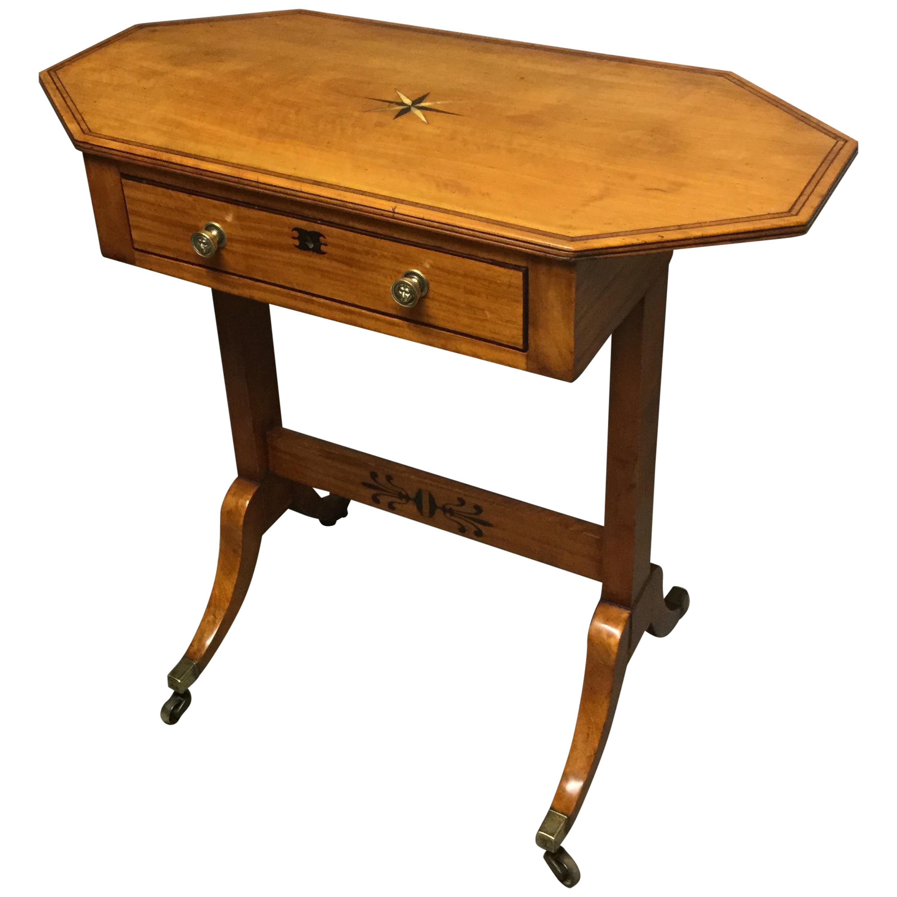 Regency Period Satinwood Inlaid Occasional Table with a Drawer im Angebot