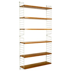 1960s Nisse Strinning String Wall Shelf with White Ladders and Shelf Boards