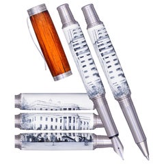 White House Fountain and Rollerball Pens, Limited Edition, with Antique Wood