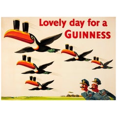 Original Vintage Guinness Poster - Lovely Day For A Guinness - RAF Toucan Design