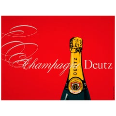 Large Original Retro French Champagne Poster - Champagne Deutz Gold Lack Brut