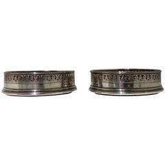 18th Century Antique George III Pair Sterling Silver Wine Coasters, London, 1791