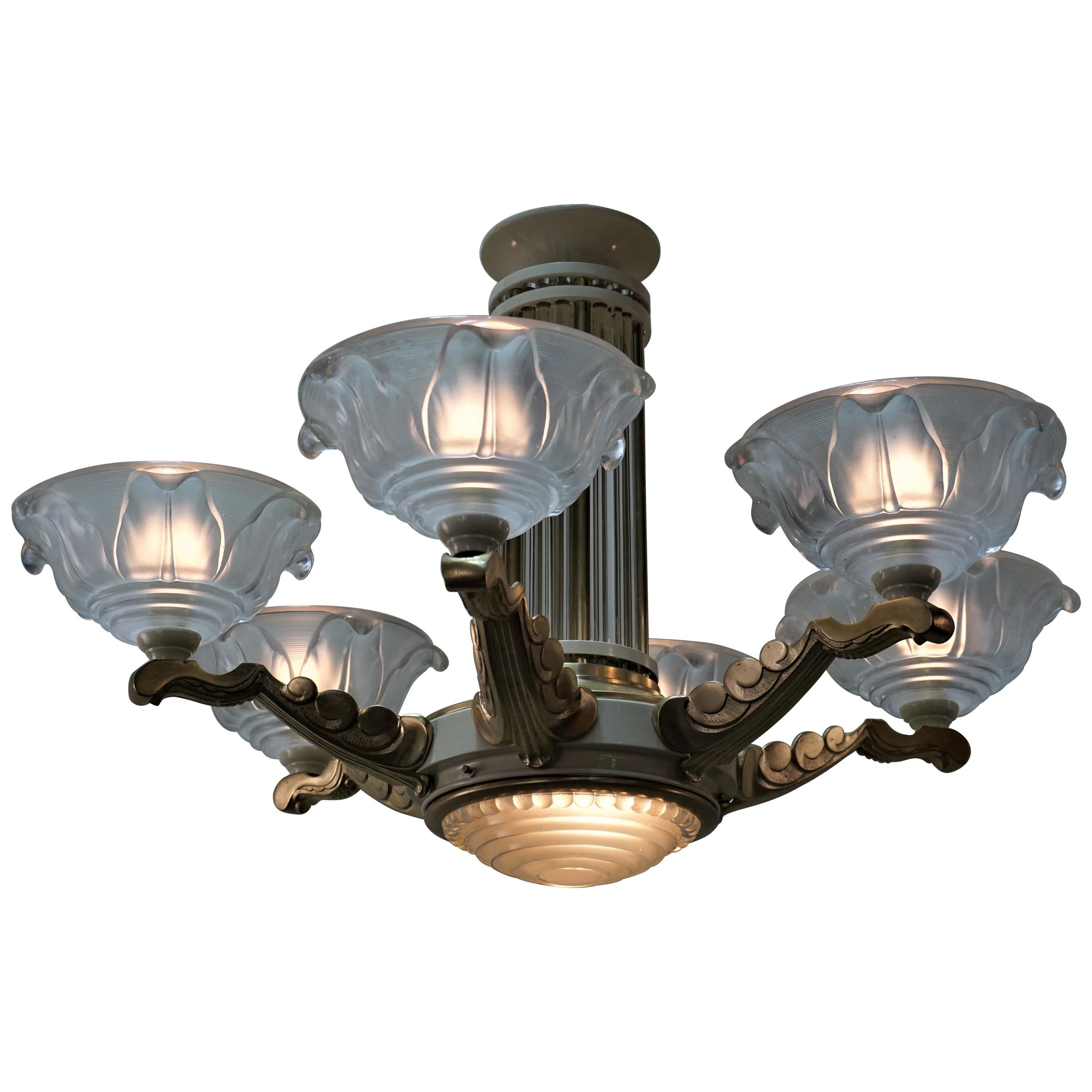 French Art Deco Chandelier by Petitot