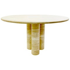 Mario Bellini Round Travertine Dining Table