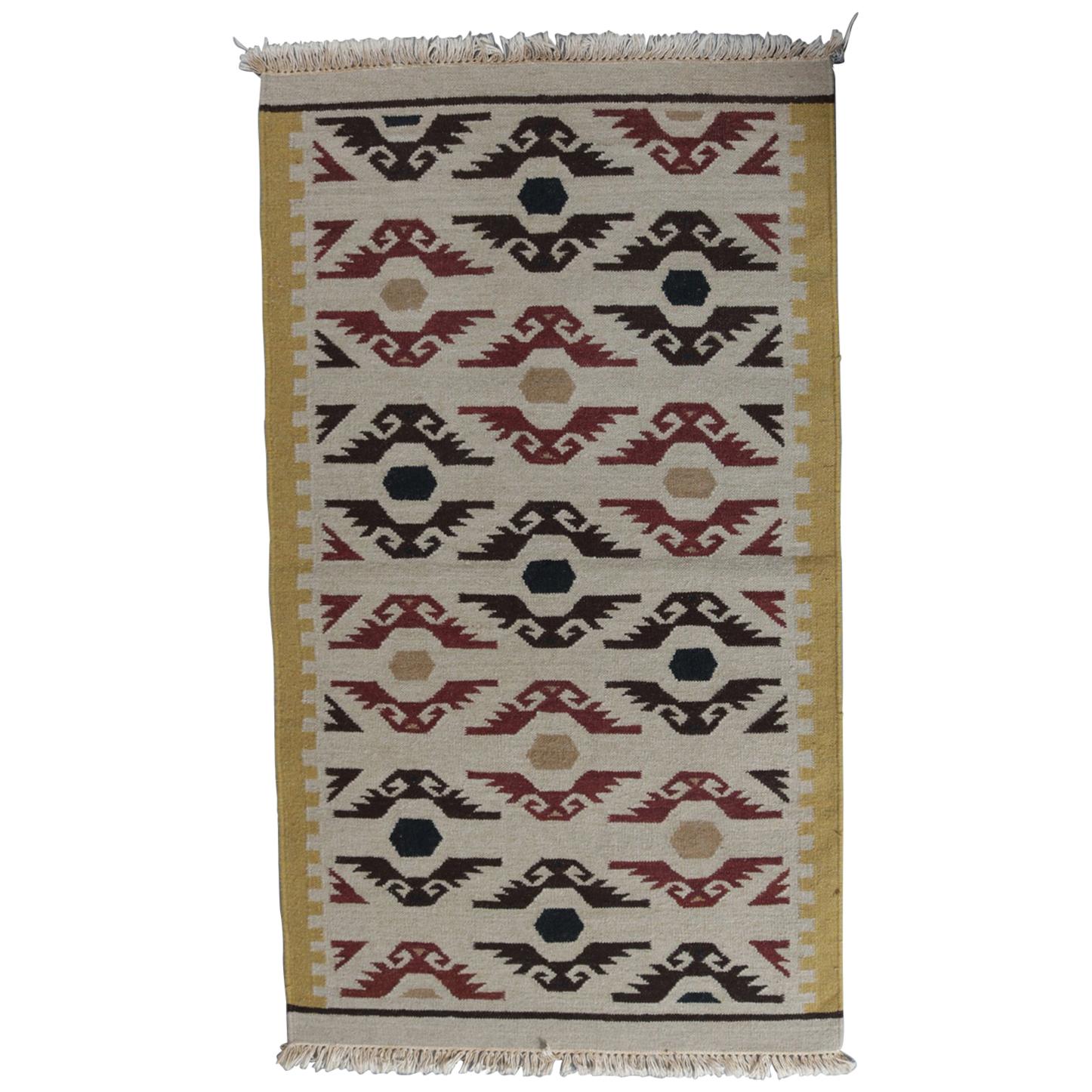 Native American Indian Navajo Style Area Rug, Stylized Eagles, 20th Century