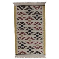 Vintage Native American Indian Navajo Style Area Rug, Stylized Eagles, 20th Century