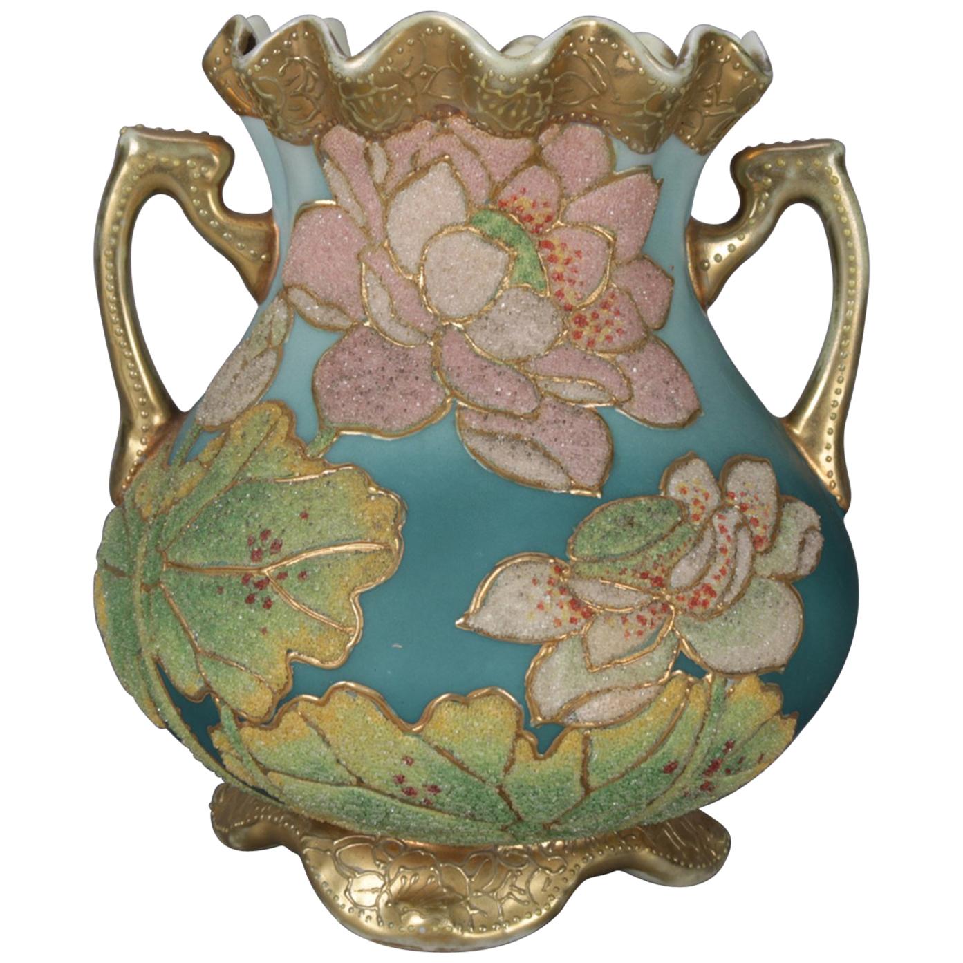 Antique Art Deco Nippon Porcelain Hand Painted & Gilt Coraline Vase, circa 1920