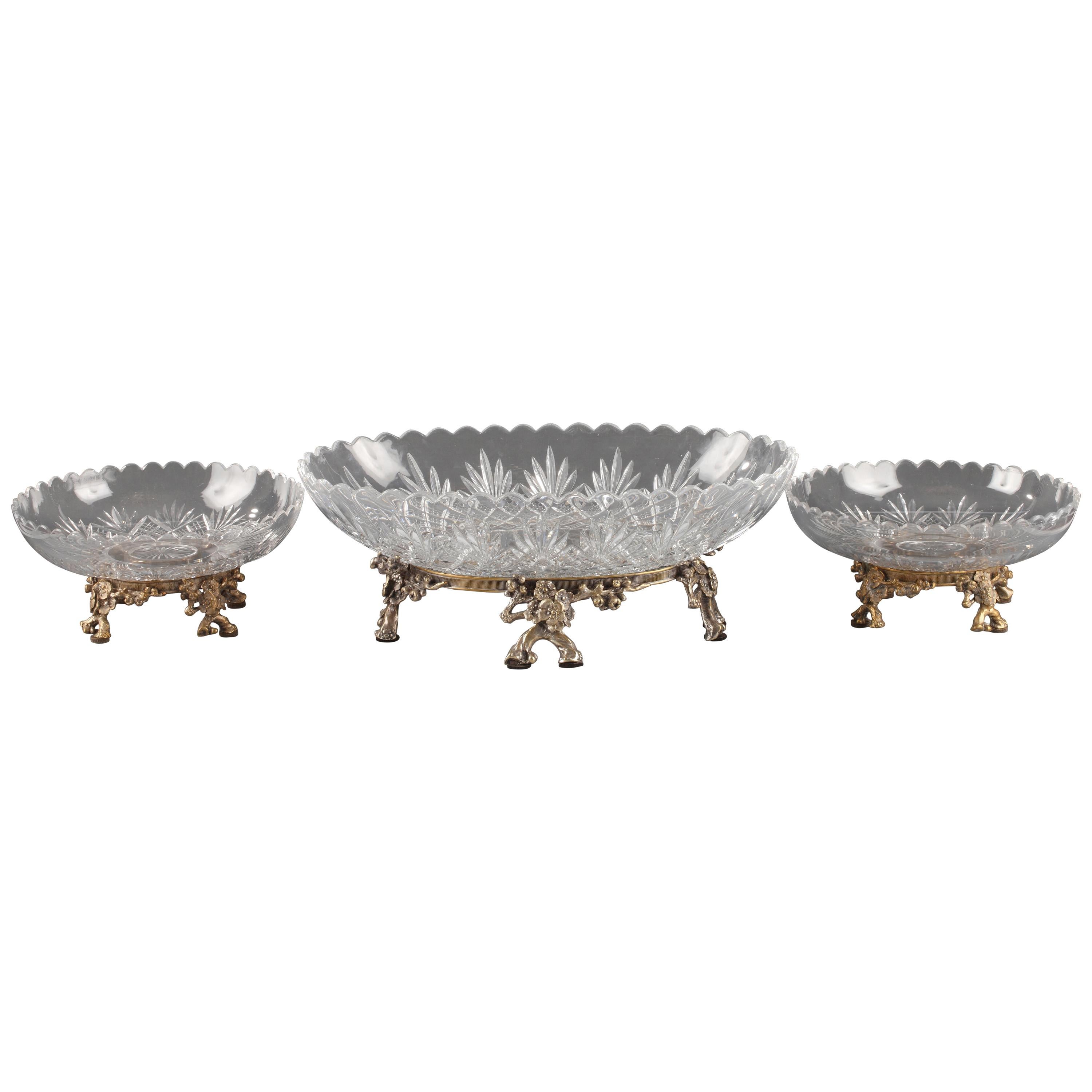 Cut-Crystal Centerpiece Attributed to Baccarat, France, Circa 1870 For Sale