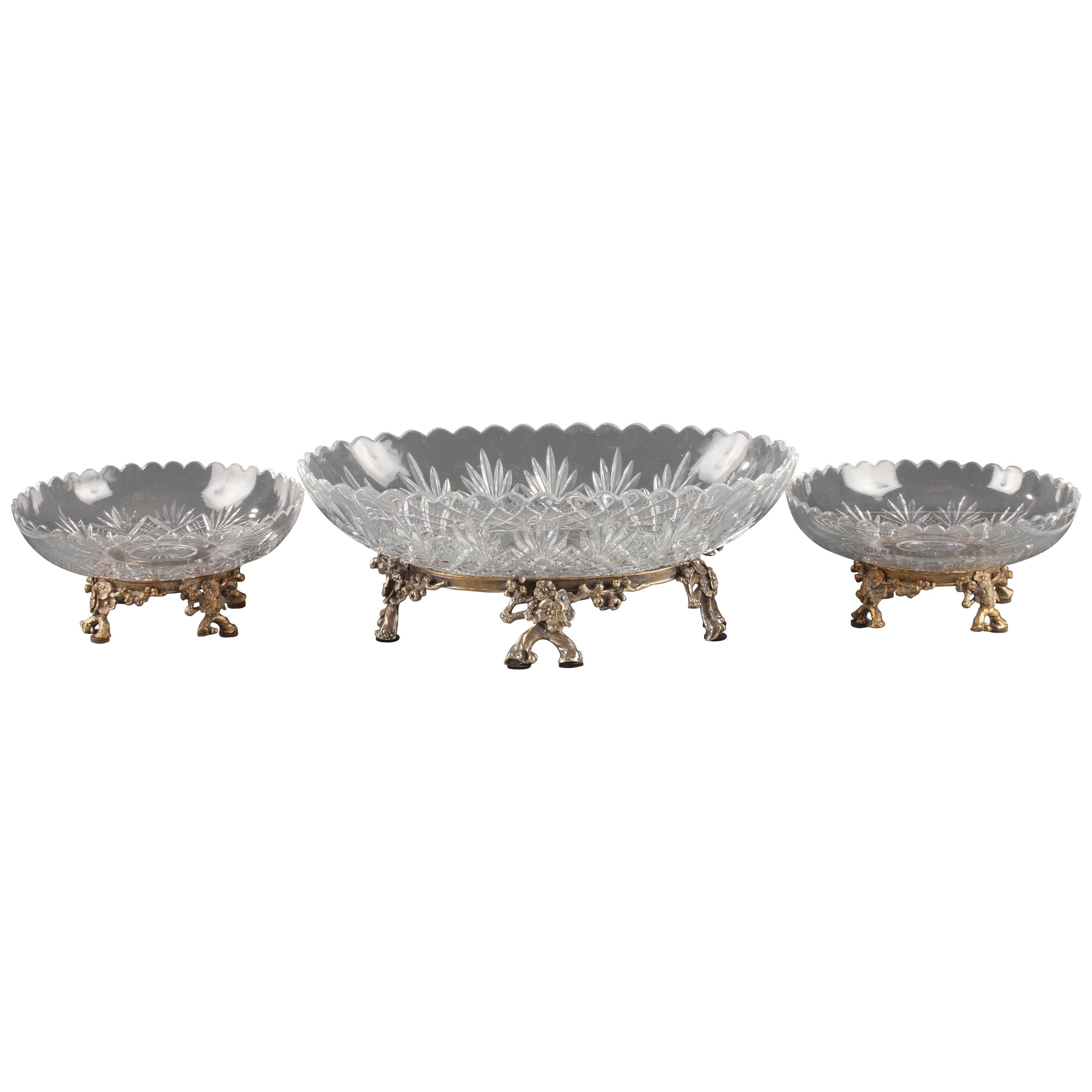 Centro de mesa de cristal tallado atribuido a Baccarat, Francia, circa 1870 en venta