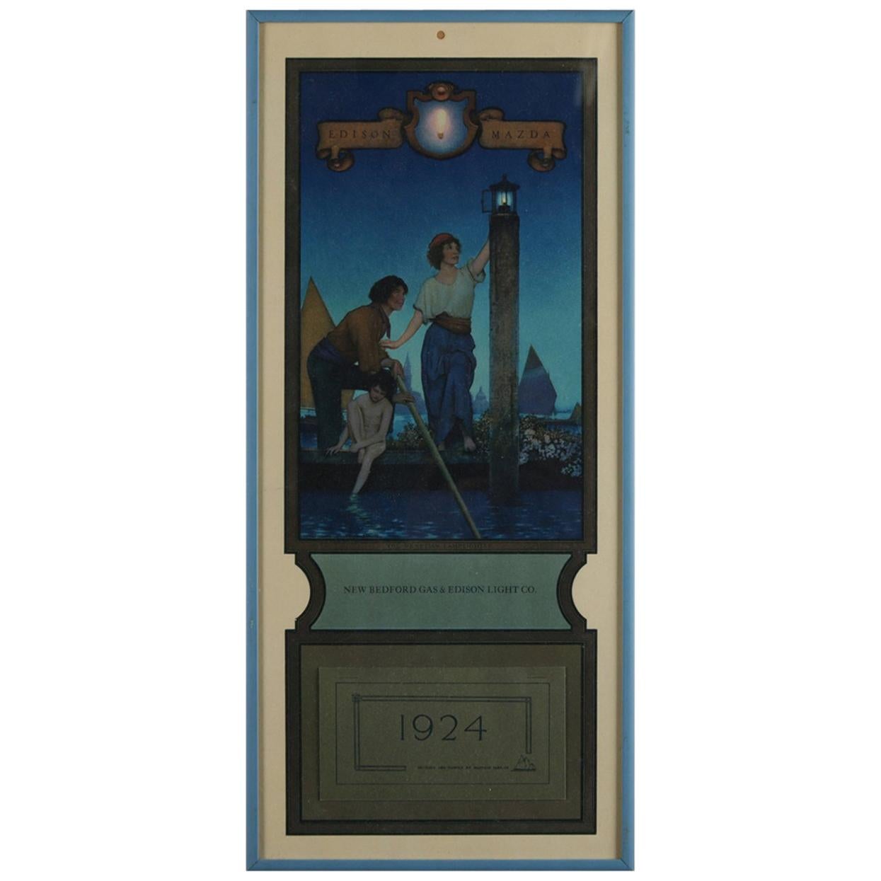Art Deco Antique 1924 Maxfield Parrish the Venetian Lamplighter Full Calendar