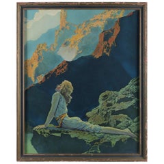 Gravure ancienne Art Déco 'Oies sauvages' d'après l'original de Maxfield Parrish:: encadrée