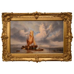 Antique "Fishing Boats in Calm Sea" by Edward Littlewood