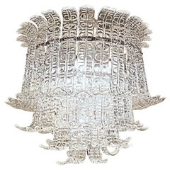 Felci Fern Clear Glass Barovier and Toso Murano Chandelier, 1970s