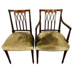 Set of Twelve Sheridan Style Dining Chairs with New Upholstery