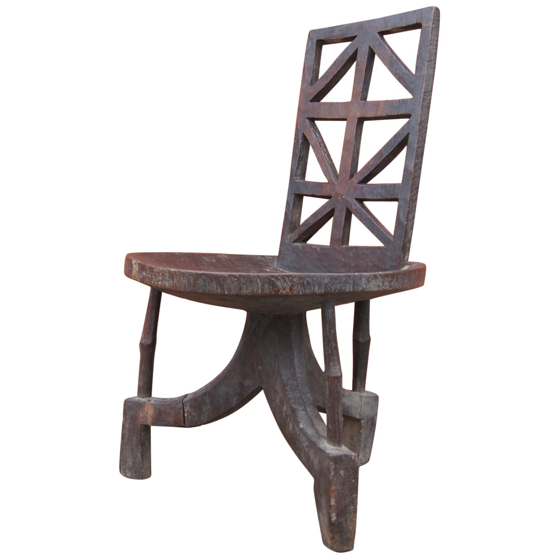 Ethiopian Chair of Carved Wood