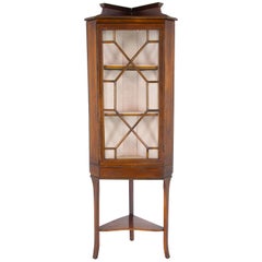 Walnut Corner Cabinet, Antique Corner Cabinet, Entryway Furniture, Inlaid, B1488