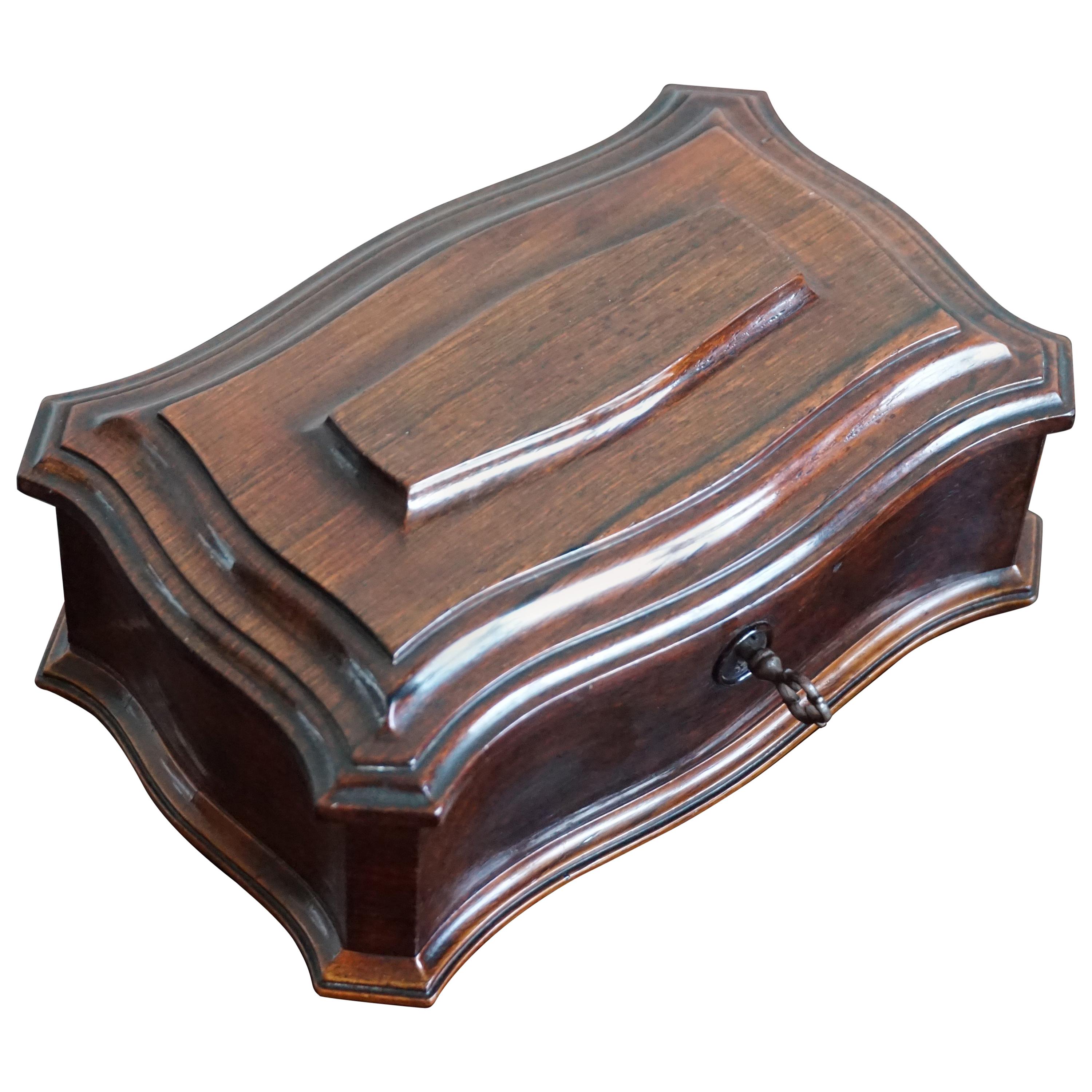 Antique Hand Carved Mid-19th Century Coromandel & Brass Decorative Jewelry Box  For Sale