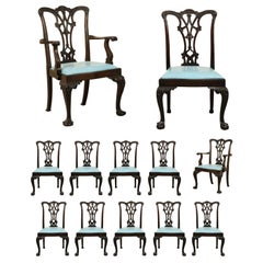 Used Set of 12 Chippendale Style Mahogany Dining Chairs, England, circa 1890